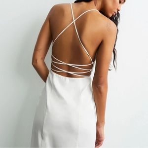 Zara Linen Blend Oyster White Dress XS, S, M, XXL Cut Out with Straps NWT